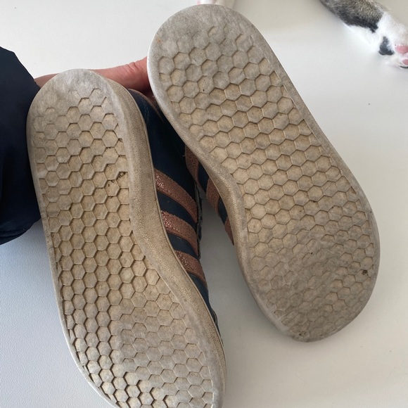 Navy & Pink Glitter Adidas slip on sneakers - Picture 5 of 9